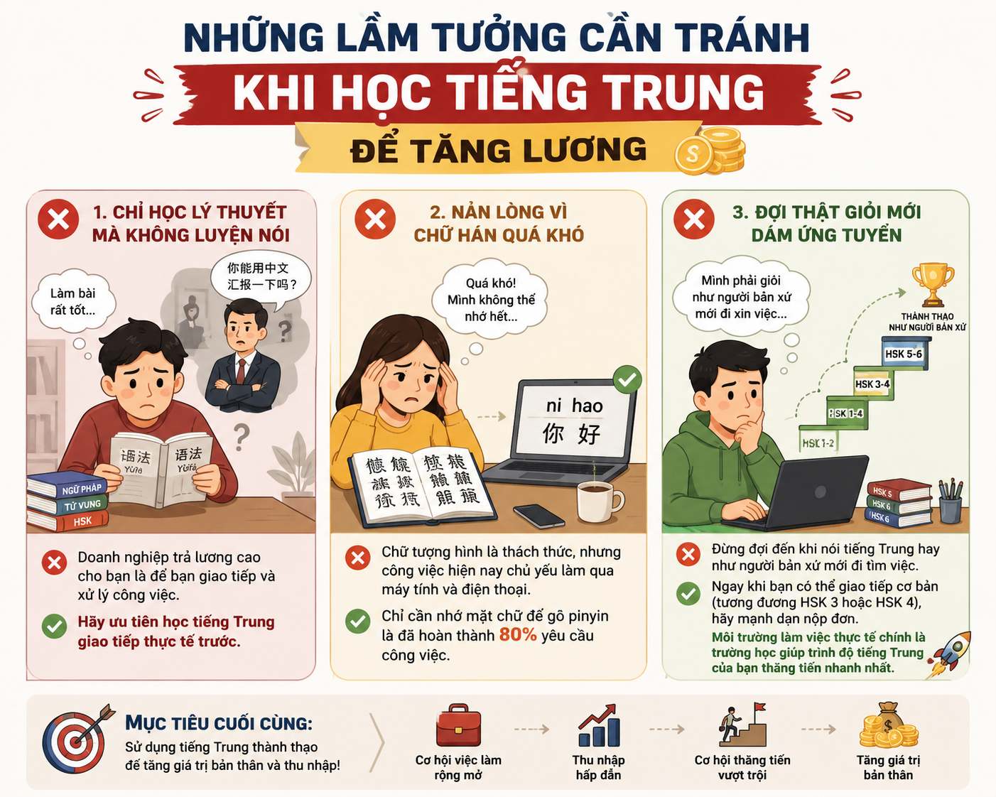 Những Lầm Tưởng Cần Tránh Khi Học Tiếng Trung Để Tăng Lương