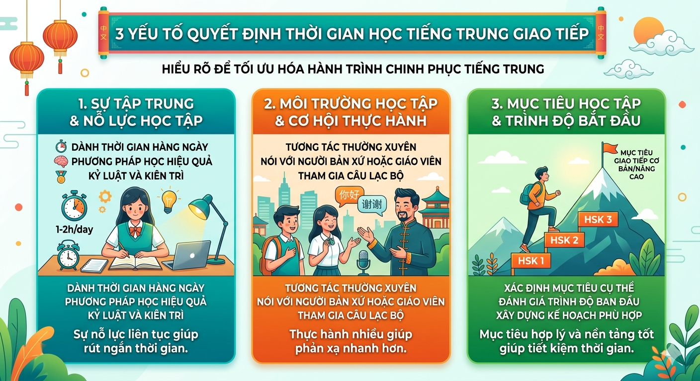 .Các Yếu Tố Quyết Định Đến Thời Gian Học Tiếng Trung Giao Tiếp