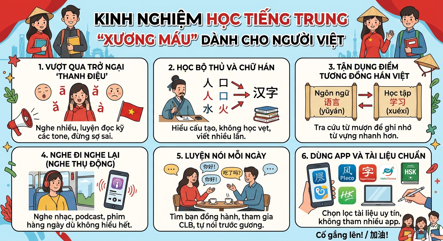 Tổng hợp kinh nghiệm học tiếng Trung "xương máu" dành riêng cho người Việt