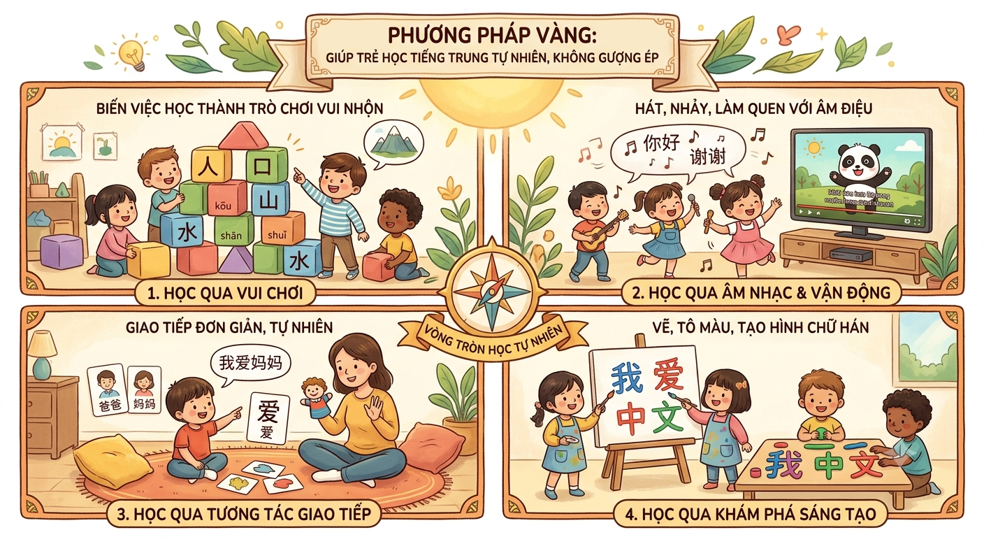 Phương pháp vàng giúp trẻ học tiếng trung tự nhiên, không gượng ép