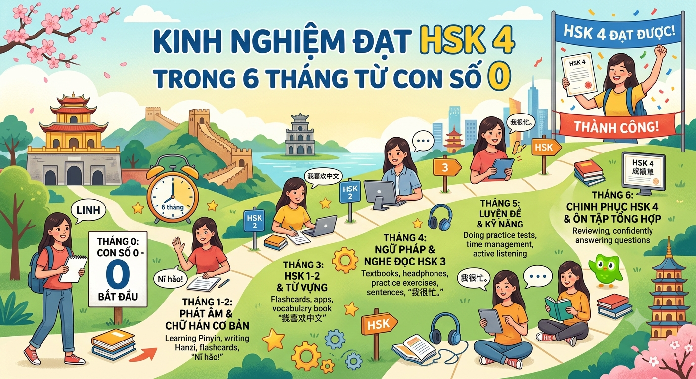 Kinh Nghiệm Đạt HSK4 Trong 6 Tháng Từ Con Số 0