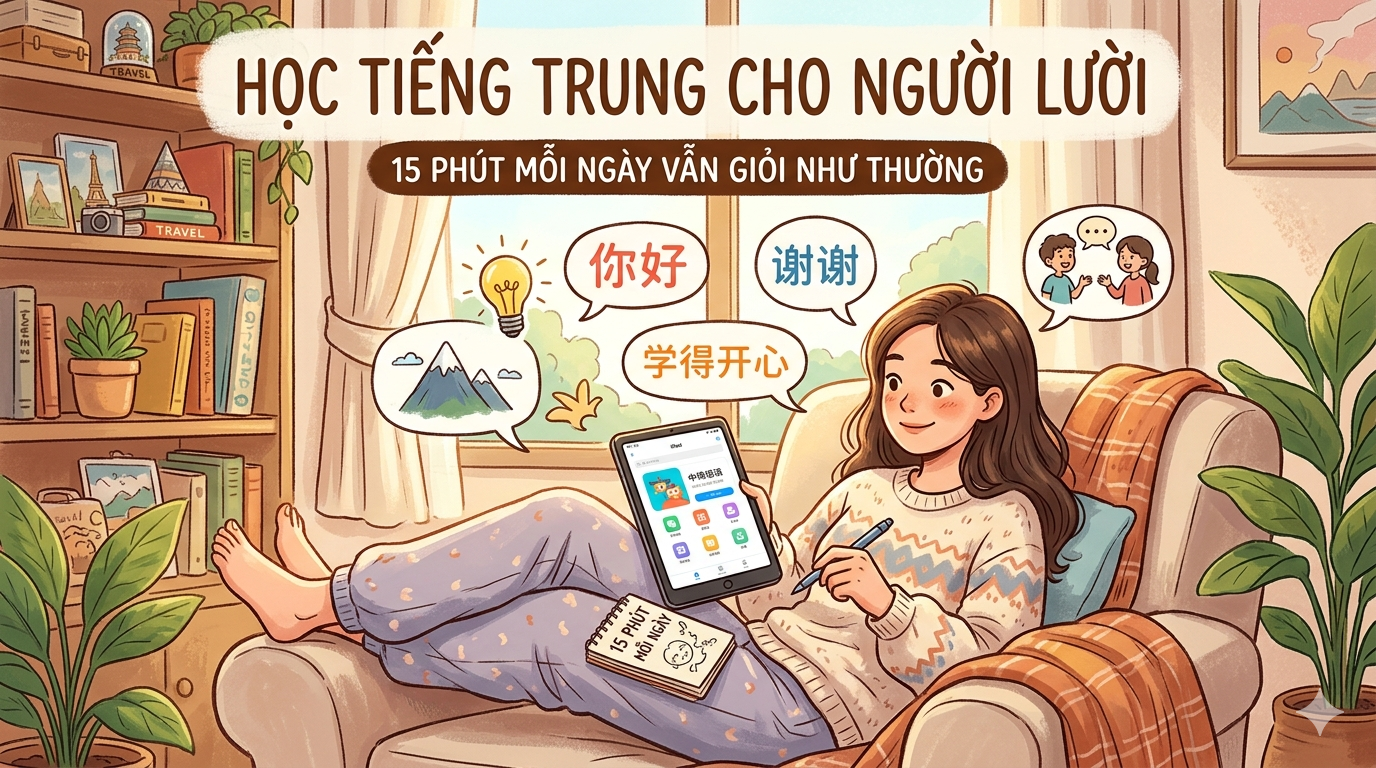 Học Tiếng Trung Cho Người Lười: 15 Phút Mỗi Ngày Vẫn Giỏi Như Thường