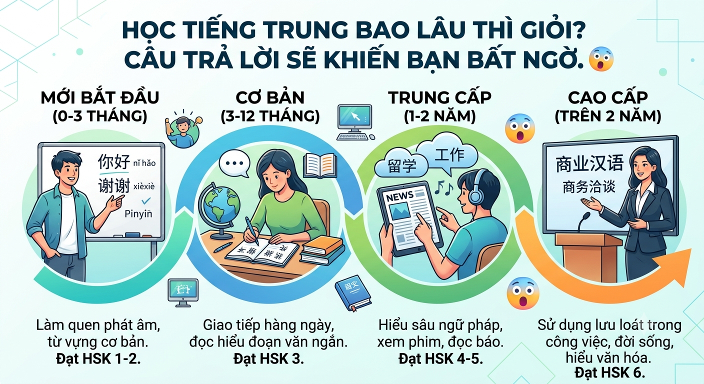 Học Tiếng Trung Bao Lâu Thì Giỏi? Câu Trả Lời Sẽ Khiến Bạn Bất Ngờ