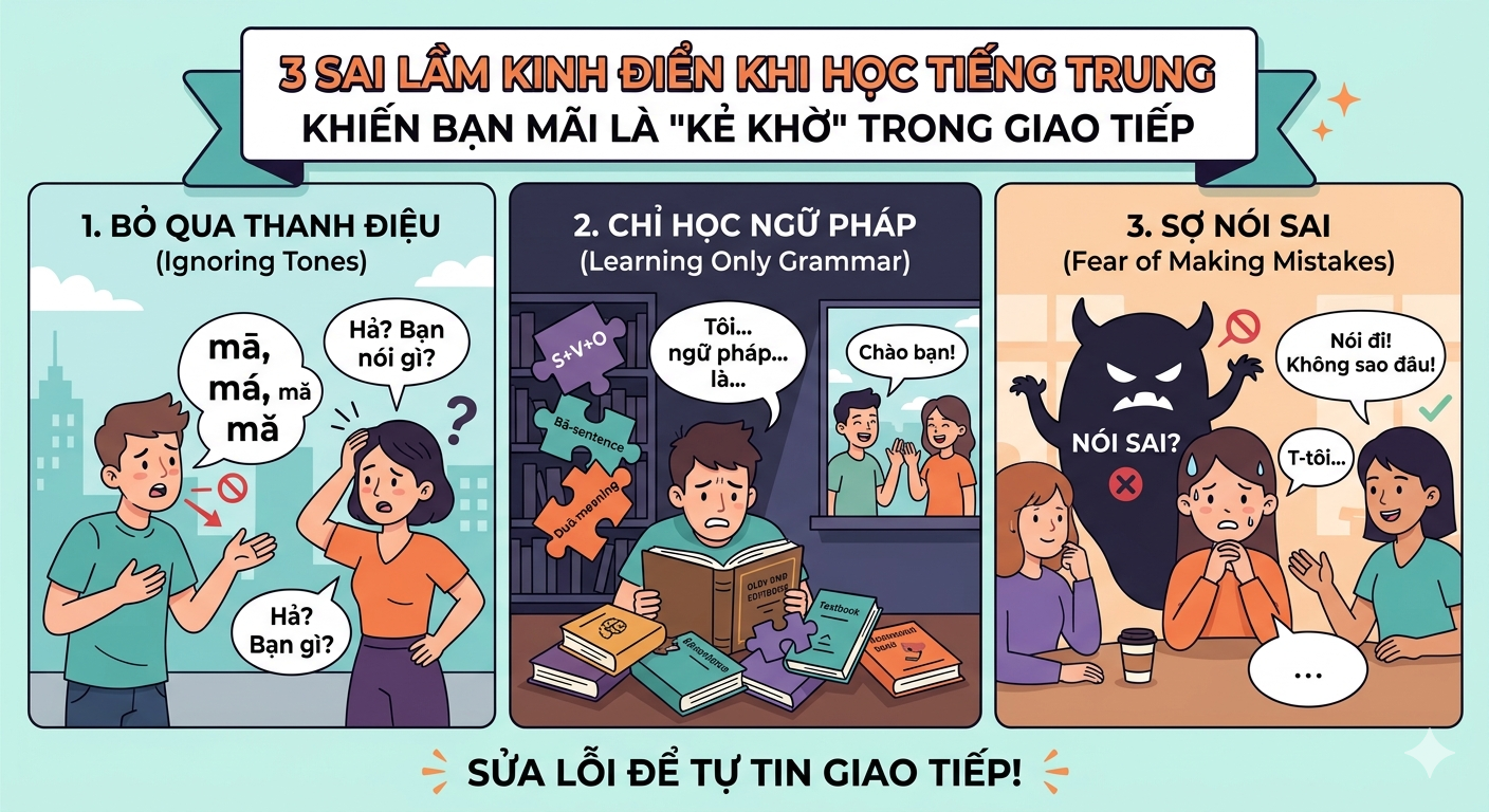3 Sai Lầm Kinh Điển Khi Học Tiếng Trung Khiến Bạn Mãi Là "Kẻ Khờ" Trong Giao Tiếp