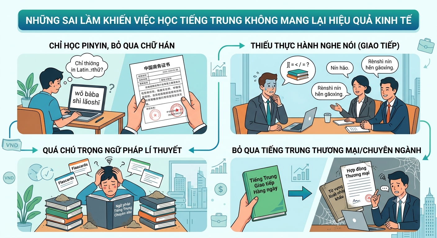 Những Sai Lầm Khiến Việc Học Tiếng Trung Không Mang Lại Hiệu Quả Kinh Tế