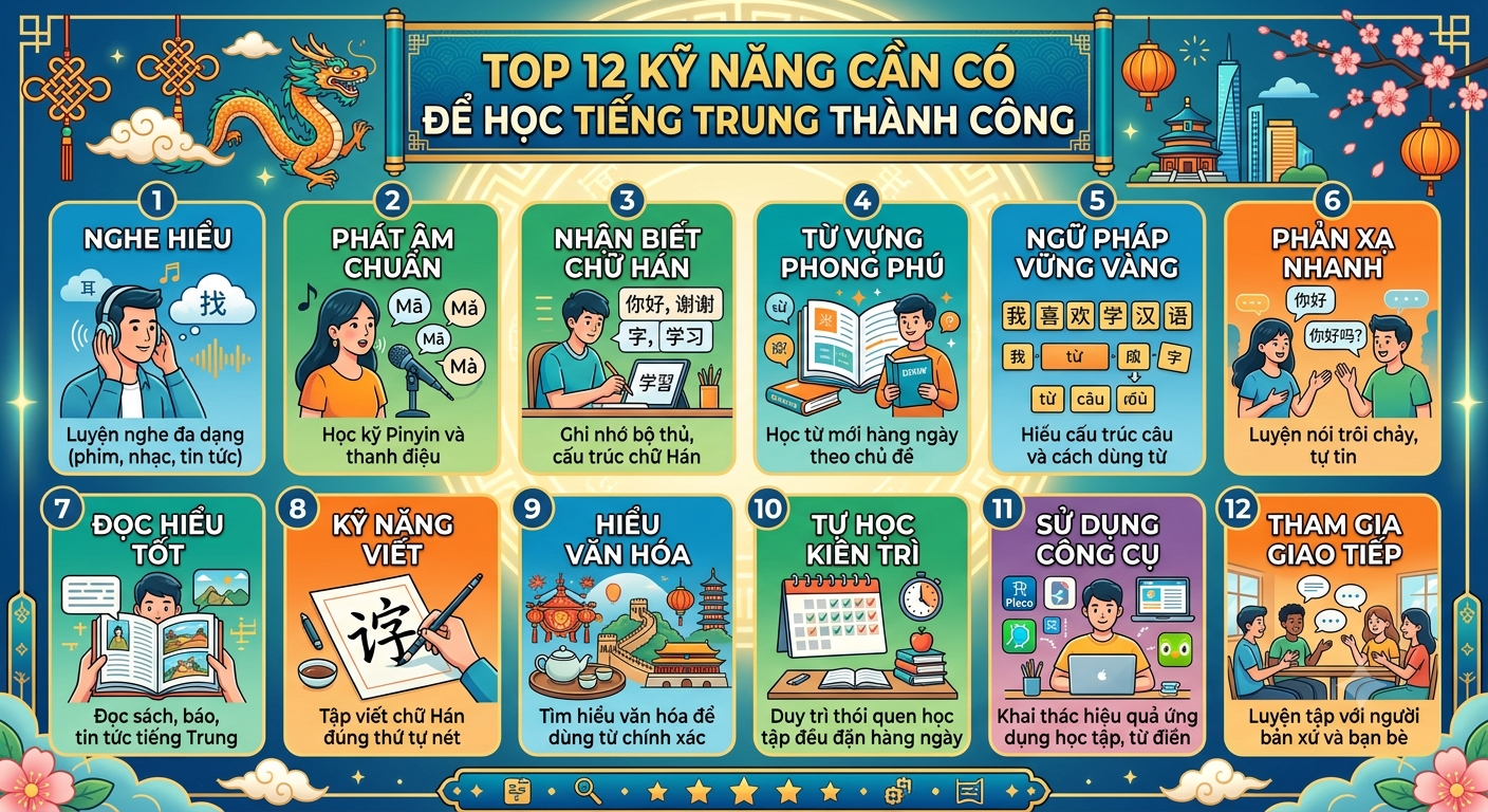 Top 12 Kỹ Năng Cần Có Để Học Tiếng Trung Thành Công