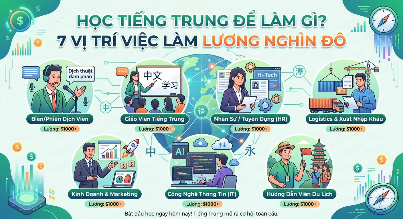 Học Tiếng Trung Để Làm Gì? 7 Vị Trí Việc Làm Lương Nghìn Đô