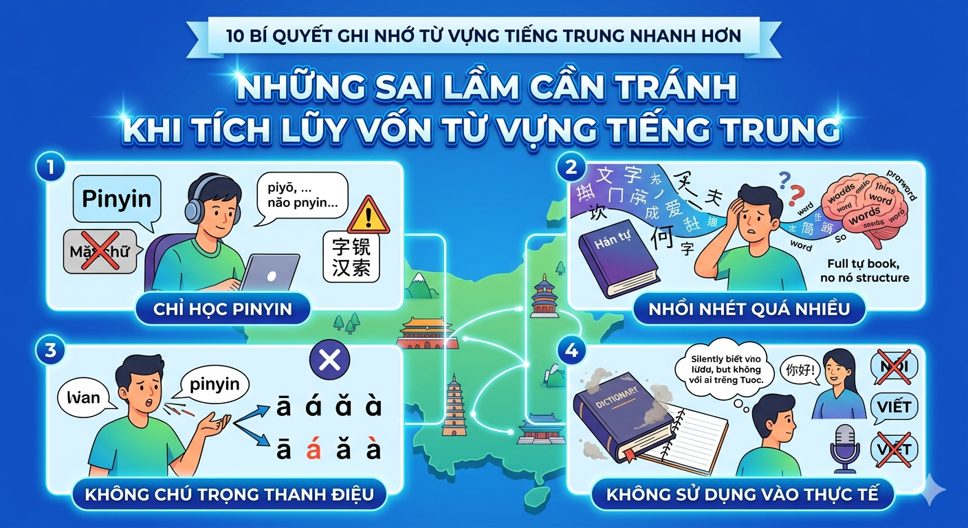 Những Sai Lầm Cần Tránh Khi Tích Lũy Vốn Từ Vựng Tiếng Trung