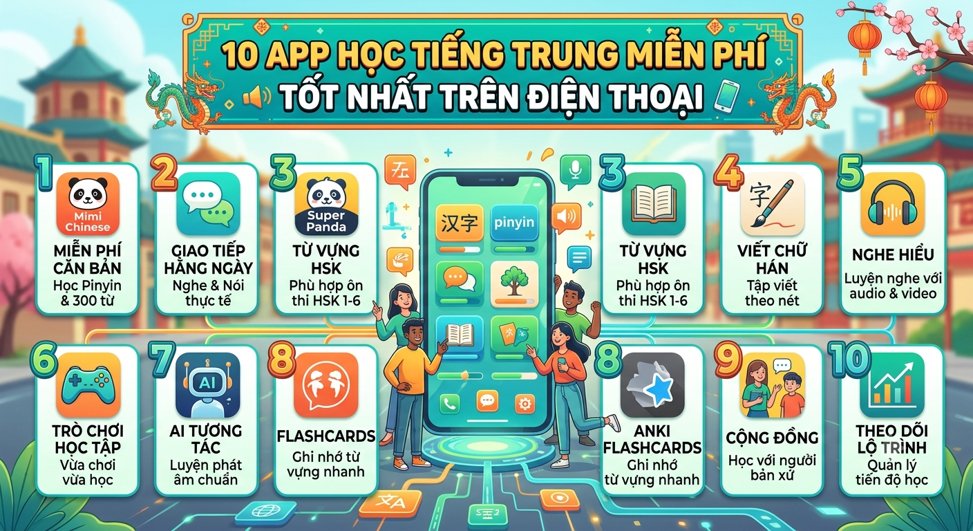 10 App Học Tiếng Trung Miễn Phí Tốt Nhất Trên Điện Thoại