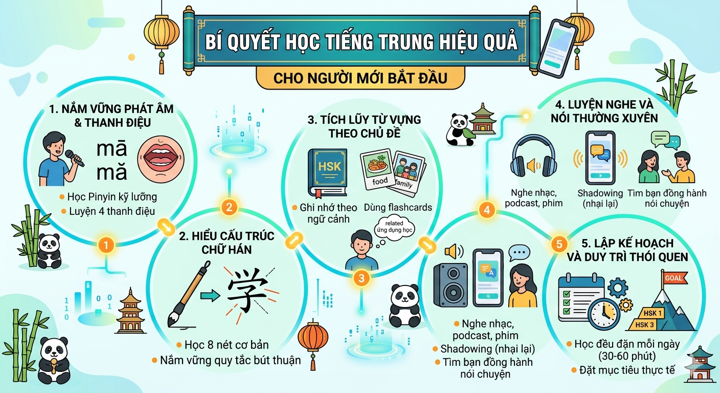 Bí quyết học tiếng trung hiệu quả cho người mới bắt đầu
