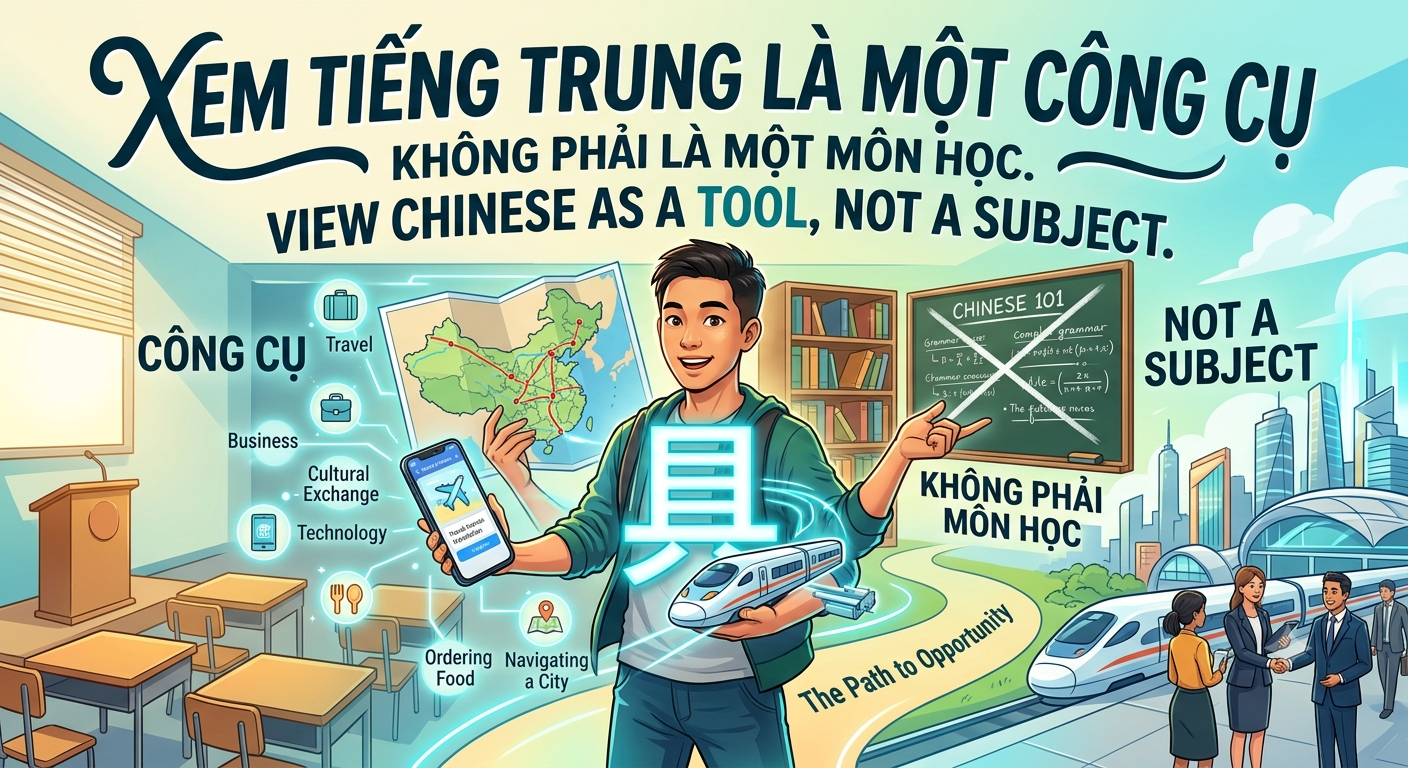 Xem tiếng trung là một công cụ, không phải là một môn học